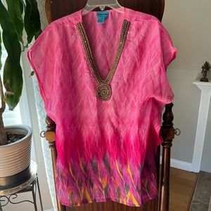 Boho Chic Magenta Pink Tunic Cover-up